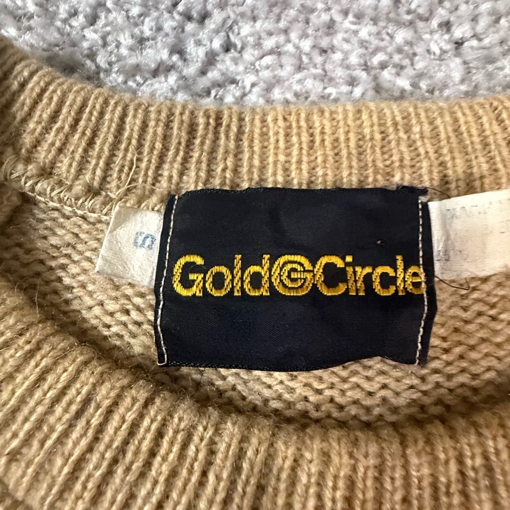 Vintage 1980s Gold Circle Department store Tan Wool Sweater – Size Small